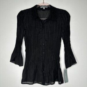 Whimsigoth Sheer Fairy Blouse Sz S Black Lace Crochet